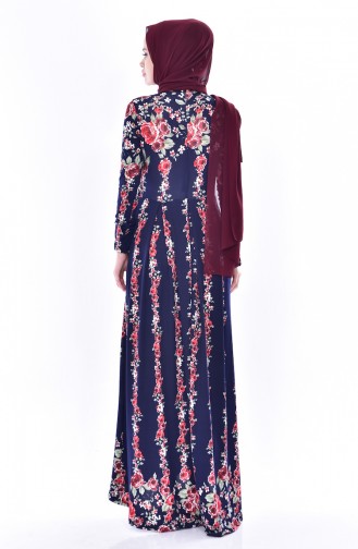 Navy Blue Hijab Dress 6032-04