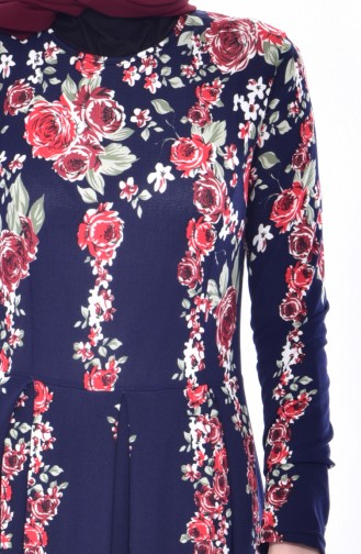 Navy Blue Hijab Dress 6032-04