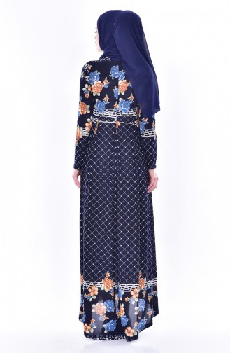 Navy Blue Hijab Dress 6033-05
