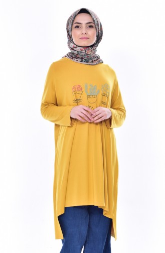 Floral Printed Tunic 1420-04 Yellow 1420-04