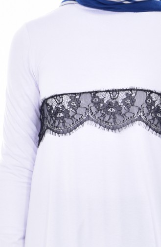 Lace Detailed Tunic 1413-04 White 1413-04