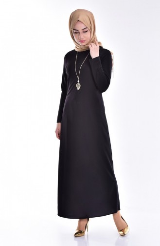 Schwarz Hijab Kleider 3249-05