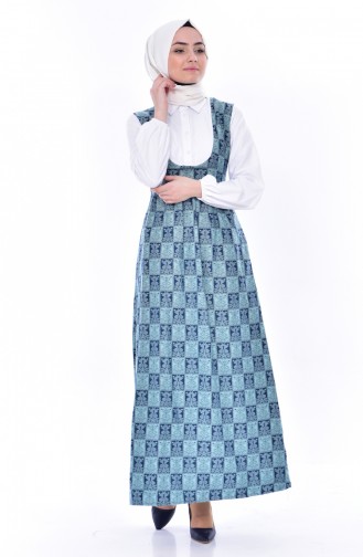 Garnished Belted Dress 0065-02 Water Green 0065-02