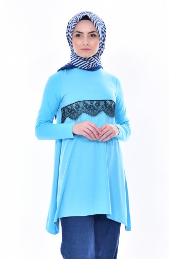 Lace Detailed Tunic 1413-02 Turquoise 1413-02
