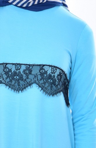 Lace Detailed Tunic 1413-02 Turquoise 1413-02