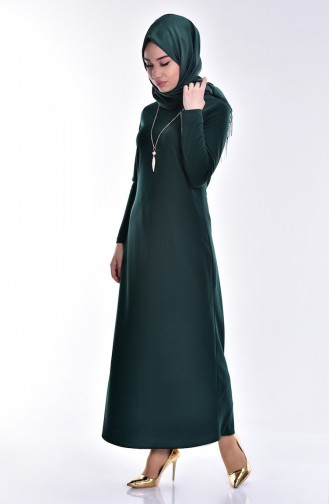 Kolye Detaylı Elbise 3249-01 Yeşil
