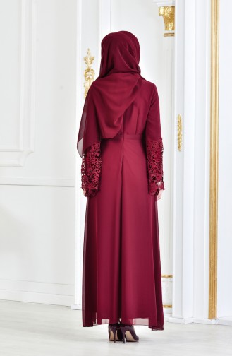 Weinrot Hijab-Abendkleider 52670-08