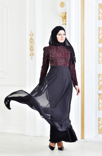 Abendkleid mit Perlen 3131-01 Weinrot 3131-01