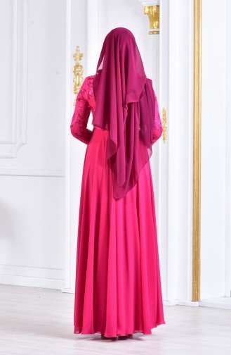 Robe de Soirée Perlées 8134-02 Fushia 8134-02