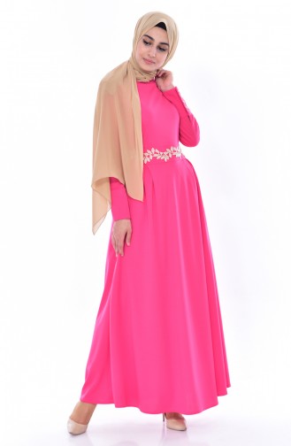 Guipure Dress 0038-10 Fuchsia 0038-10