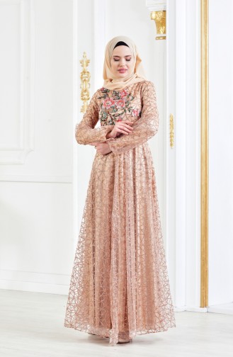 Gold Hijab-Abendkleider 3148-06