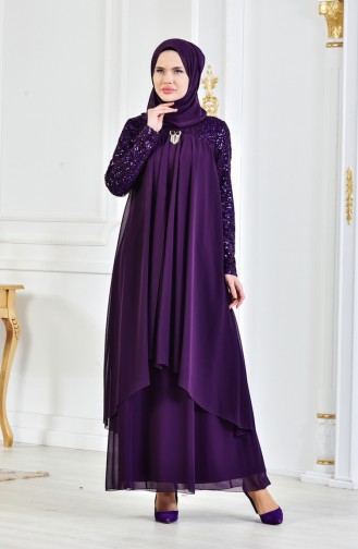 Dunkelviolett Hijab-Abendkleider 52651-10