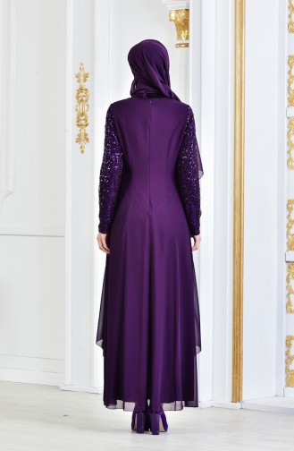 Dunkelviolett Hijab-Abendkleider 52651-10