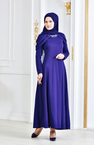 Abendkleid mit Halskette 4463-06 Dunkelblau 4463-06