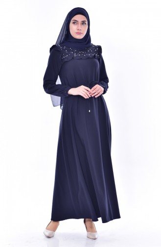 Kleid mit Perlen 3032-05 Dunkelblau 3032-05