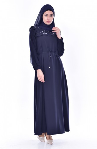 Kleid mit Perlen 3032-05 Dunkelblau 3032-05