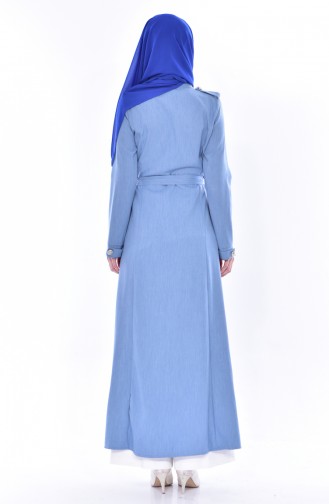 Hijab Mantel mit Gürtel 61220-01 Blau 61220-01