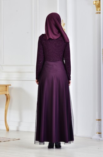 Silvery Laced Evening Dress 8159-01 Purple 8159-01