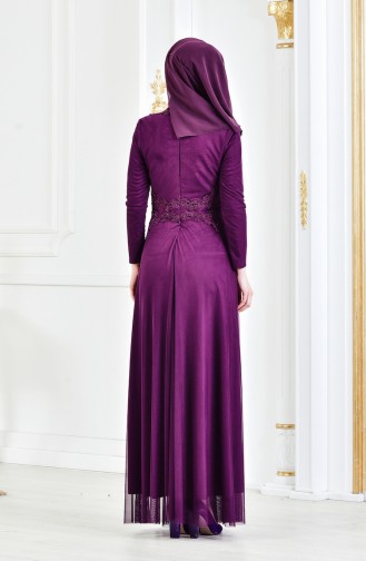Rhinestone Laced Evening Dress 6131-04 Purple 6131-04