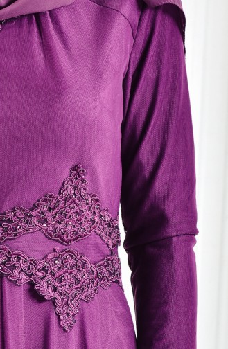 Rhinestone Laced Evening Dress 6131-04 Purple 6131-04