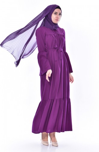 Platted Buttoned Dress 8033-11 Purple 8033-11