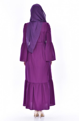 Platted Buttoned Dress 8033-11 Purple 8033-11