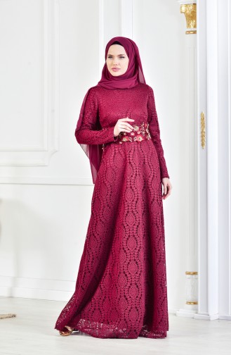 Robe de Soirée a Dentelle 3286-03 Plum 3286-03