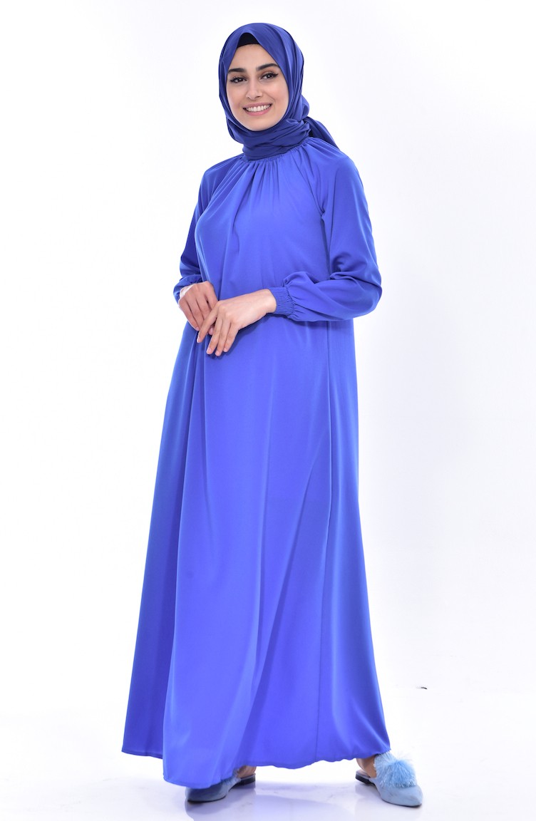Saks-mavisi-robalı-elbise Saks-mavisi-robalı-elbise