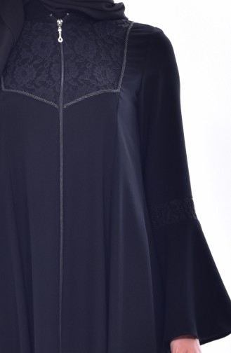 Lacy Spanish Sleeve Abaya 1231-01 Black 1231-01