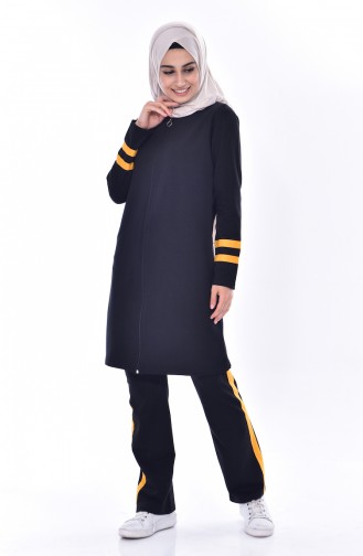 Zippered Tracksuit Suit 18050-19 Black Mustard 18050-19