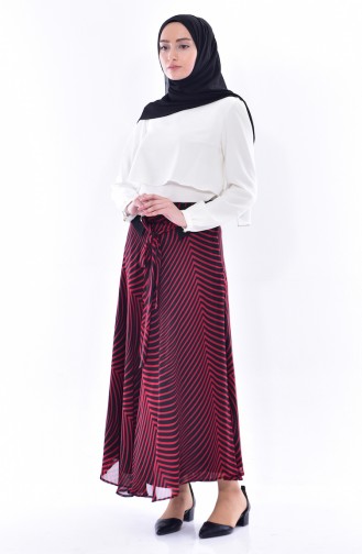 Belted Chiffon Skirt 1716784-300 Red Black 1716784-300