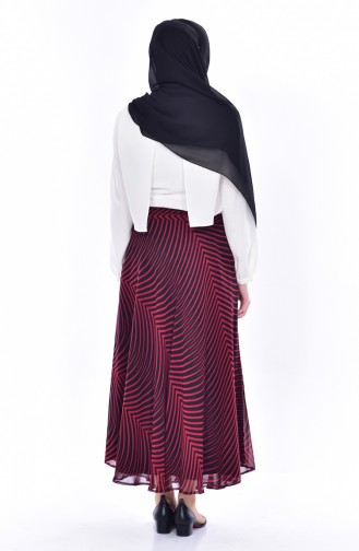 Belted Chiffon Skirt 1716784-300 Red Black 1716784-300