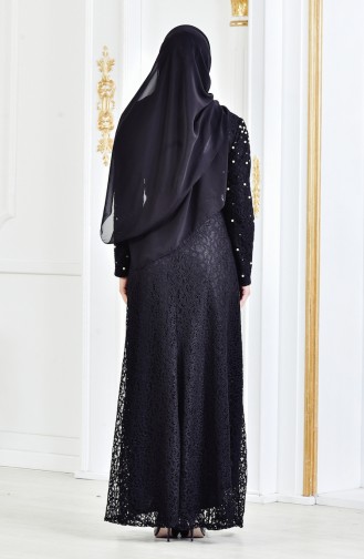 Black Hijab Evening Dress 3130-03