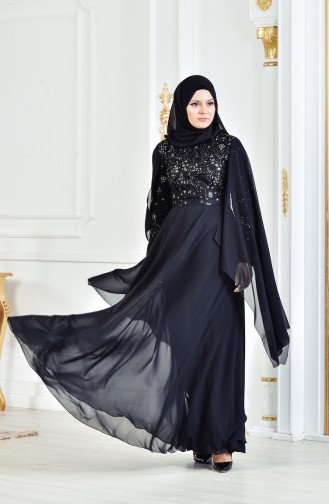 Abendkleid mit Pailetten 3284-05 Schwarz 3284-05