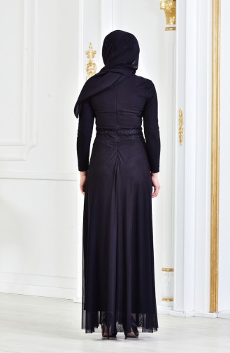 Rhinestone Laced Evening Dress 6131-03 Black 6131-03