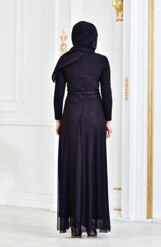 Robe de Soirée avec Pierre 6131-03 Noir 6131-03