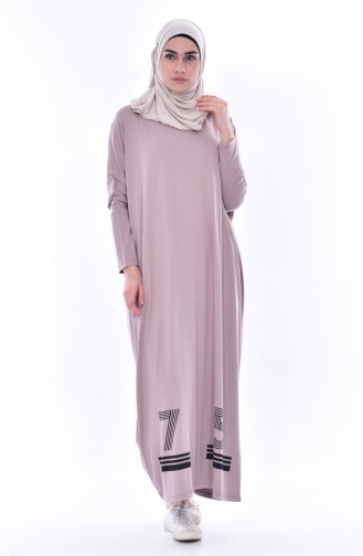 Yarasa Kol Elbise 7936-03 Vizon