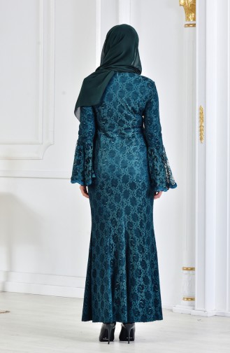 Emerald Green Hijab Evening Dress 3314-02