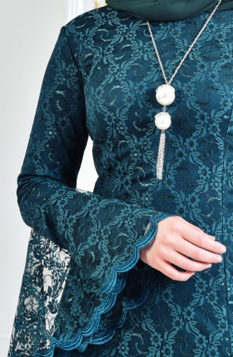 Emerald Green Hijab Evening Dress 3314-02