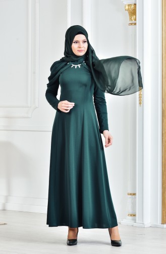 Robe de Soirée avec Collier 4463-07 Vert emeraude 4463-07