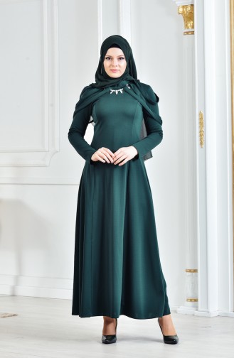 Emerald Green Hijab Dress 4463-07