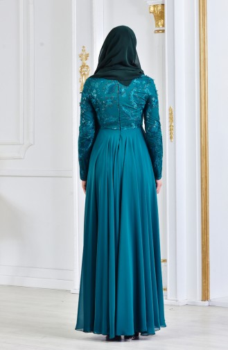 Robe de Soirée Perlées 8134-03 Vert emeraude 8134-03