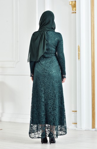 Asymmetridches Kleid mit Spitzen 60696-02 Smaragdgrün 60696-02