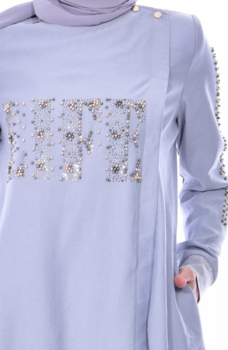 SUKRAN Stone Printed Abaya 35821-03 Light Blue 35821-03