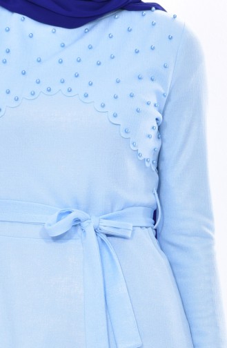 Perlen Kleid mit Gürtel 1176-03 Baby Blau 1176-03