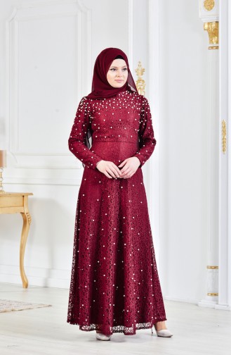 فساتين سهرة بتصميم اسلامي أحمر كلاريت 3130-05