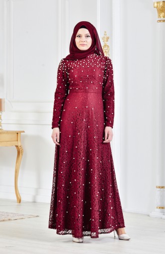 فساتين سهرة بتصميم اسلامي أحمر كلاريت 3130-05