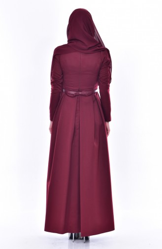 Kleid mit Gürtel 11182-04 Weinrot 11182-04