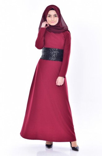 Claret Red Hijab Dress 2156-08