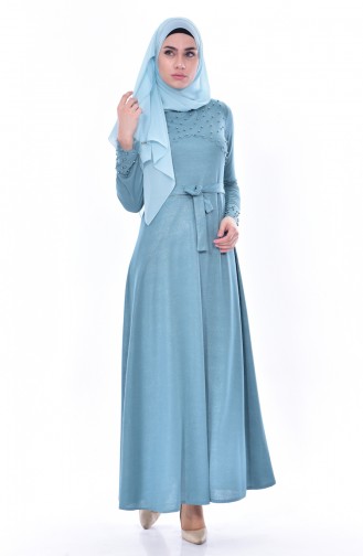 Green Almond Hijab Dress 1176-05